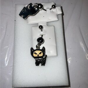 Sanrio Kuromi  dangle belly button ring beautiful black crystals vintage new